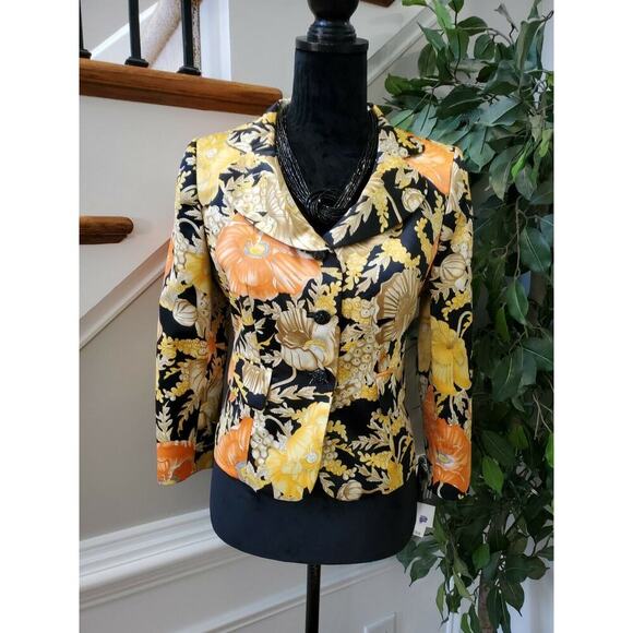 Jones Wear Women's Floral Polyester Long Sleeve Single Breasted Blazer Size 6P - Picture 1 of 12